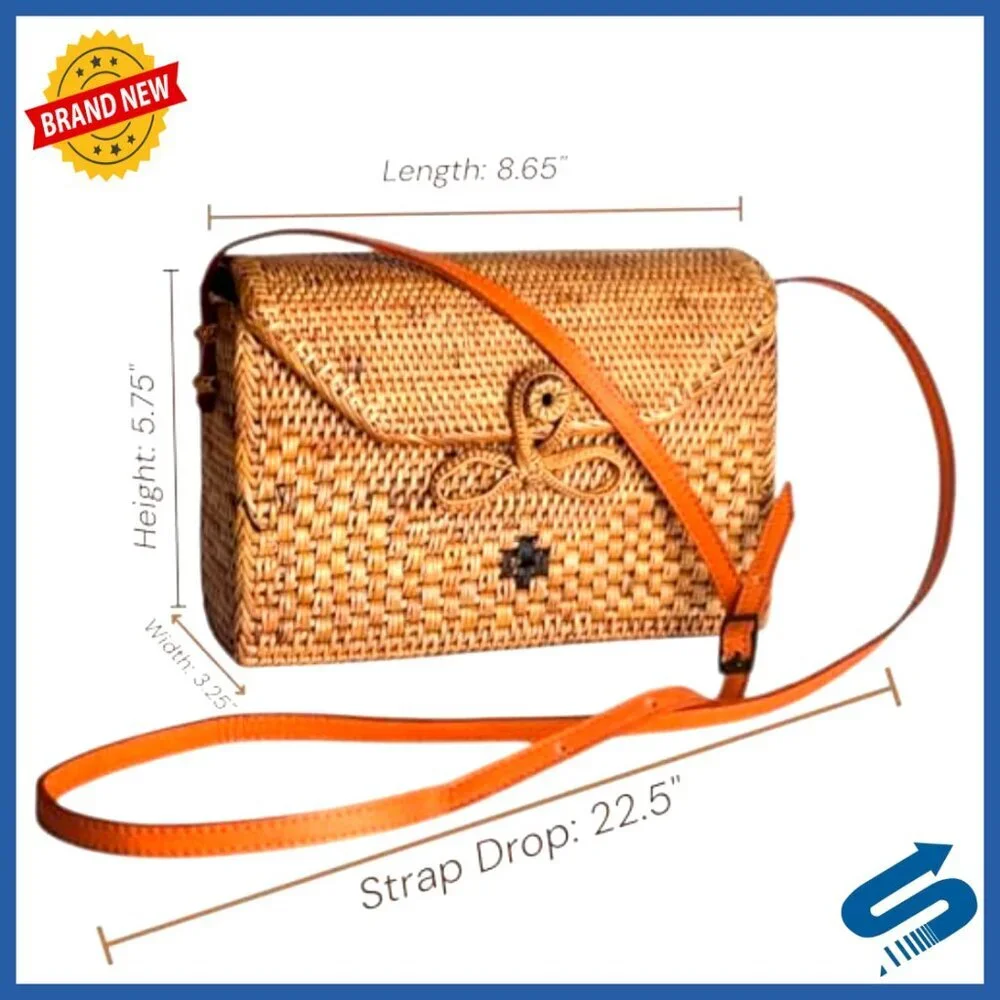 Handmade Rattan Woven Purse Boho Straw Bag Crossbody Tote Summer Essential